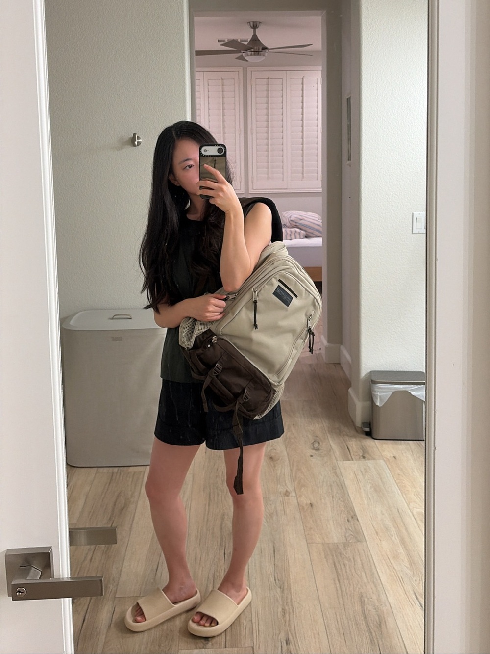 Jansport Two-Tone Beige and Brown Canvas Backpack